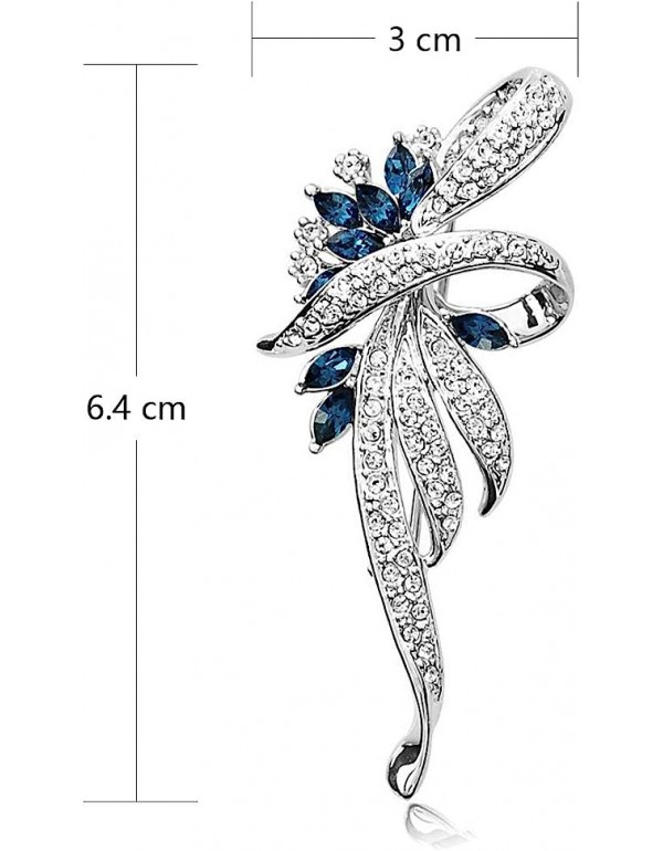 Created Crystal Brooch Fancy Vintage Style Flower Brooch Pin for Women, girls, ladies Blue color