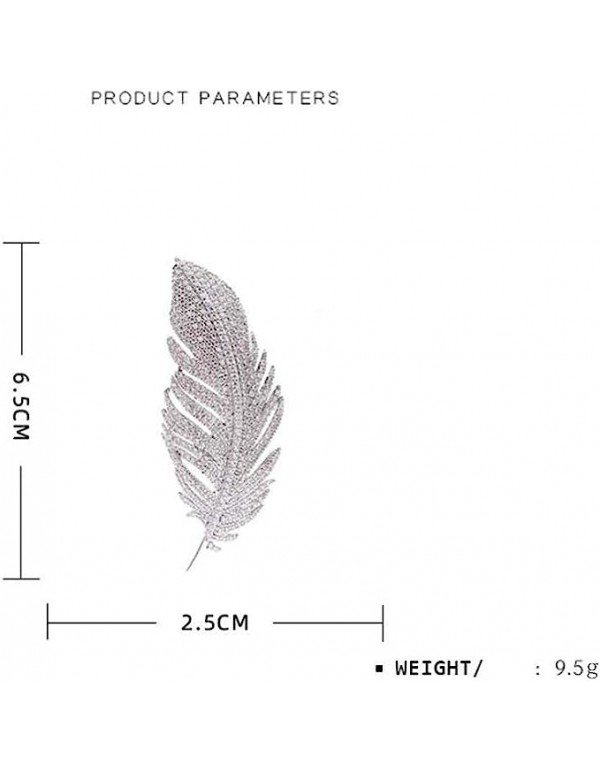 Rhinestone Feather Brooch Pin for Women Men Fashion Crystal Delicate Leaf Brooch Lapel Pins Elegant Dress Accessories Jewelry Boutonniere Corsage for Hat Bag Suit Tie Gift Father's Day Wedding Birthday