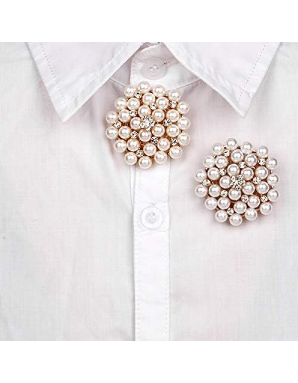 COLORFUL BLING Elegant Imitation Pearl Floral Crystal Brooch Pin for Wedding Bridal Fashion