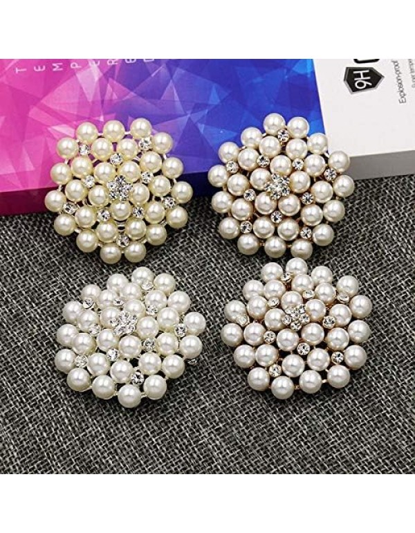 COLORFUL BLING Elegant Imitation Pearl Floral Crystal Brooch Pin for Wedding Bridal Fashion