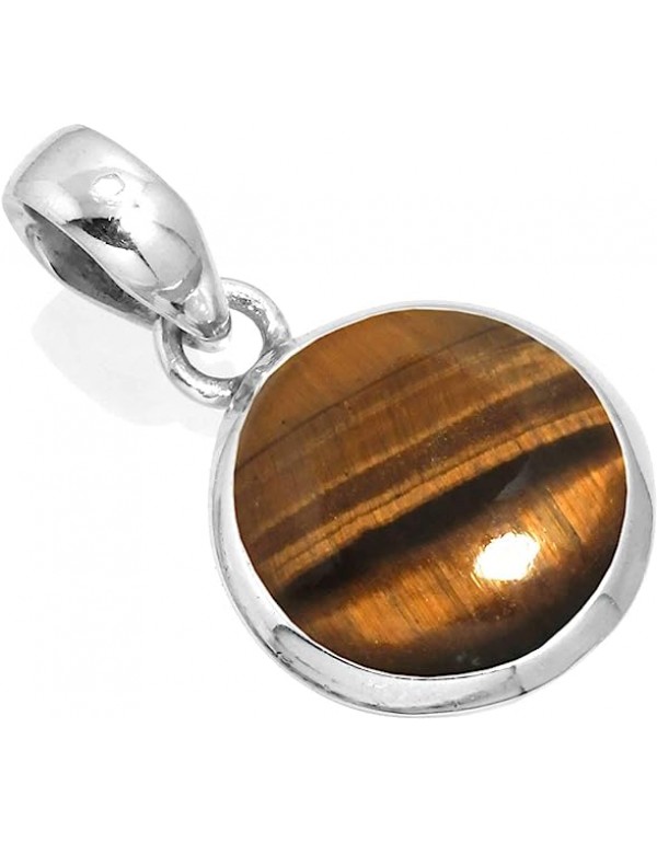 925 Sterling Silver Statement Pendant for Women 12 MM Round Gemstone Handmade Jewelry for Gift (99520_P)