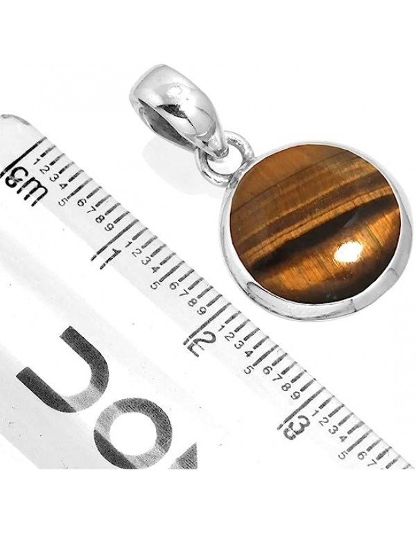 925 Sterling Silver Statement Pendant for Women 12 MM Round Gemstone Handmade Jewelry for Gift (99520_P)