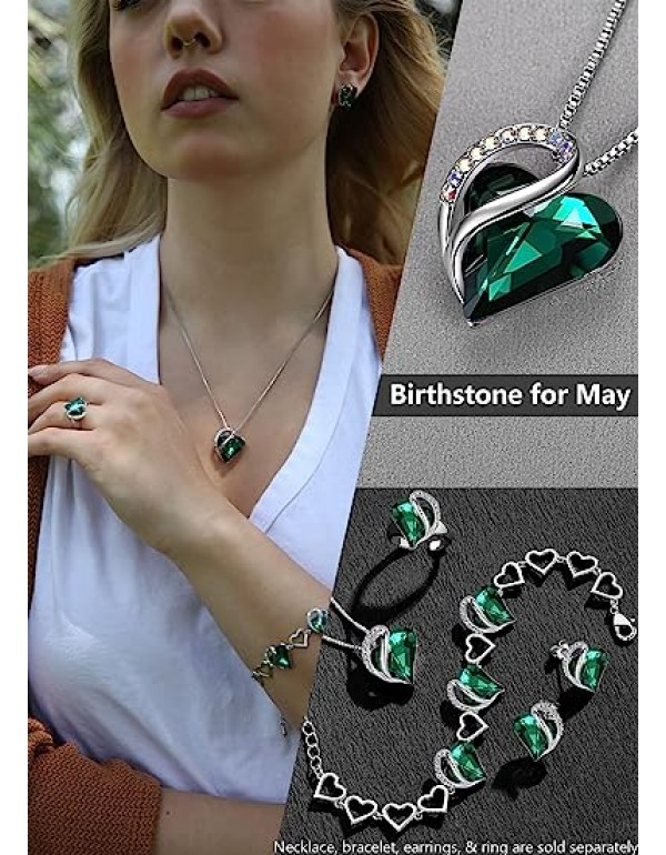 Necklaces for Women, Infinity Love Heart Pendant with Birthstone Crystals, Jewelry Gifts for Wife, Silver Plated 18 + 2 inch Chain, Graudation Anniversary Birthday Gift for Mom Girls Her