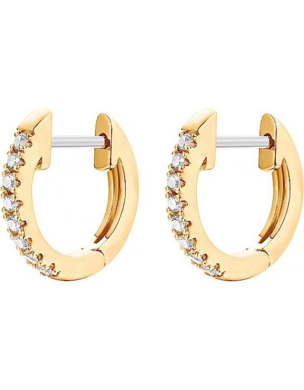 14K Gold Plated Cubic Zirconia Cuff Earrings Huggie Stud