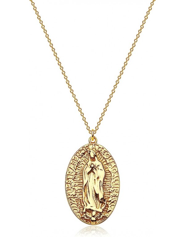 Carved Gold Coin Pendant Necklace for Women Girls Men,18K Gold Plated Dainty Minimalist Necklace for Women