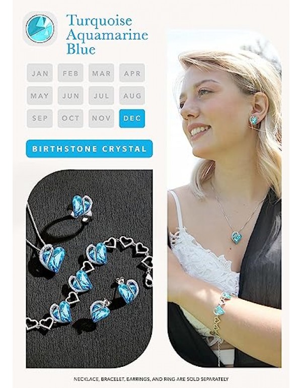 Love Heart Birthstone Crystal Stud Earrings for Women