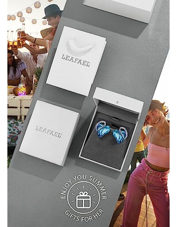 Love Heart Birthstone Crystal Stud Earrings for Women